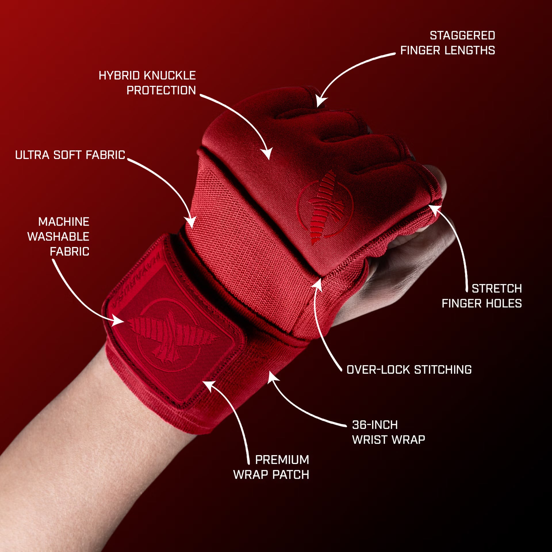 Hayabusa Quick Gel Hand Wraps- חותלות ג׳ל אדומות